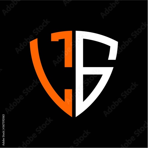 Free Download L G initials white orange shield with black background - GFXLoad