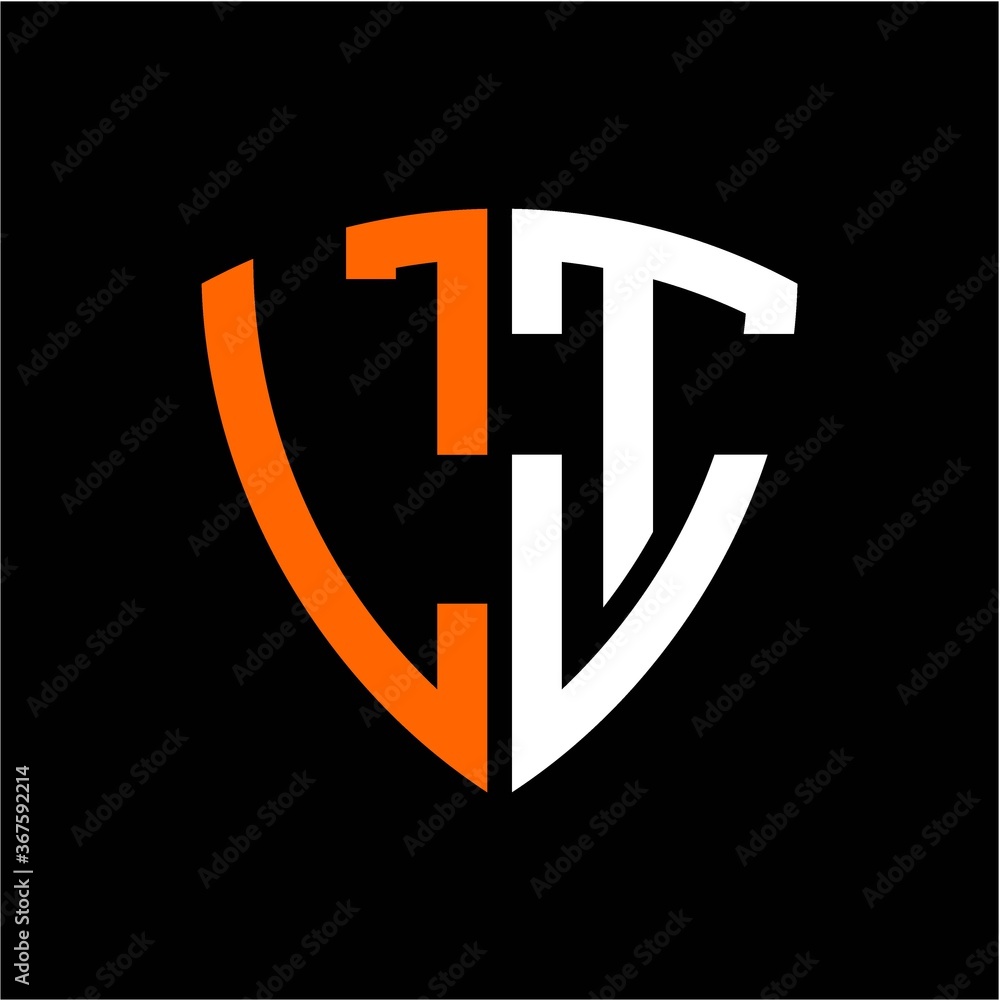 L T initials white orange shield with black background L T initials white orange shield with black background