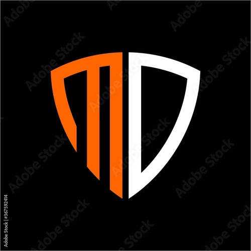 M O initials white orange shield with black background Free Download M O initials white orange shield with black background - GFXLoad