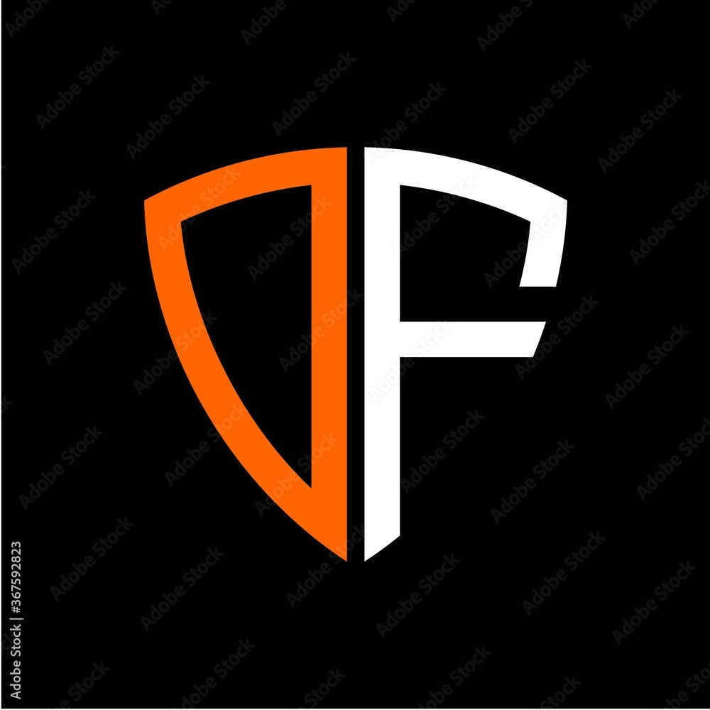 O F initials white orange shield with black background O F initials white orange shield with black background