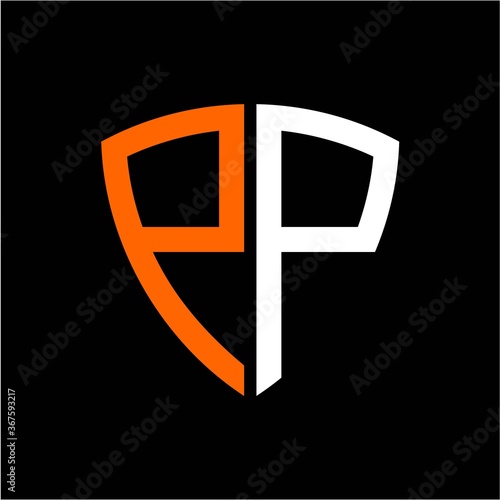 Free Download  initials white orange shield with black background A B C D E F G H I J K L M N O P I R S T U V W X Y Z - GFXLoad