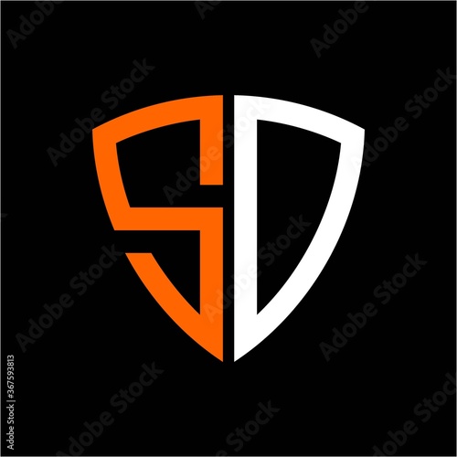 Free Download  initials white orange shield with black background A B C D E F G H I J K L M N O P I R S T U V W X Y Z - GFXLoad