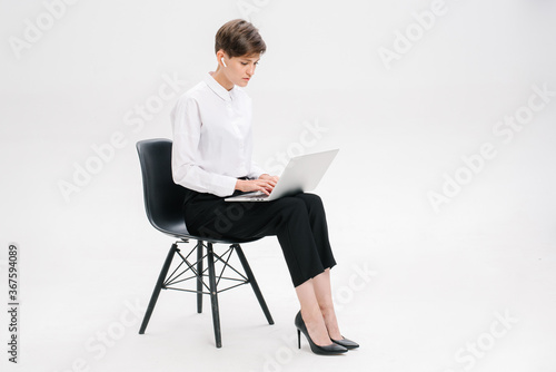 young businesswoman working on laptop