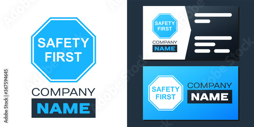 Logotype Safety First octagonal shape icon isolated on white background. Logo design template element. Vector.