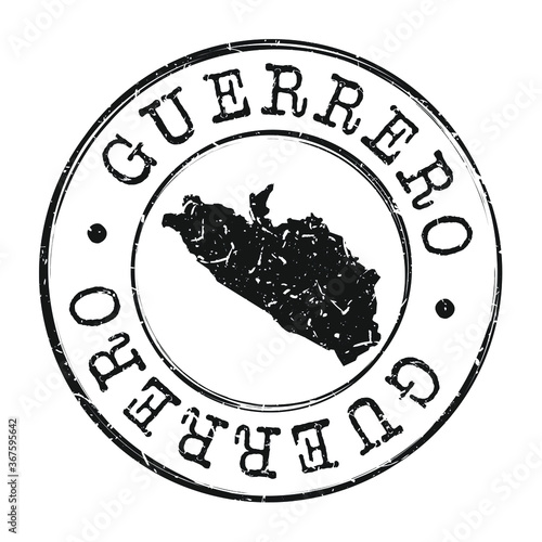 Guerrero, Mexico Map Postmark. A Silhouette Postal Passport. Stamp Round Vector Icon. Vintage Postage Designs.