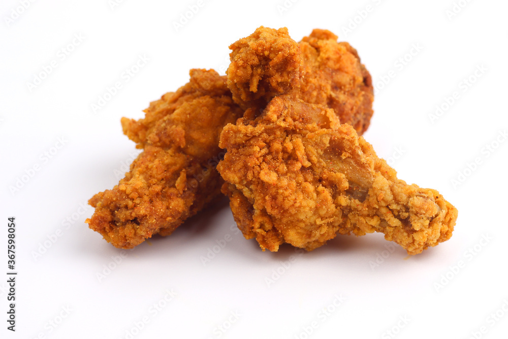 Crispy fried chicken on a white background Crispy fried chicken on a white background