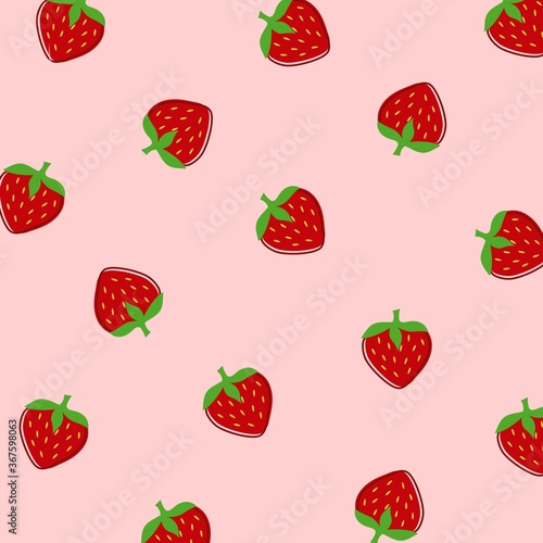 Fototapeta Naklejka Na Ścianę i Meble -  Cute strawberry pattern vector. Fruit texture