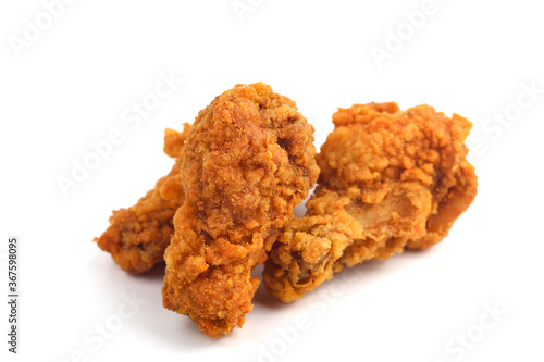 Crispy fried chicken on a white background