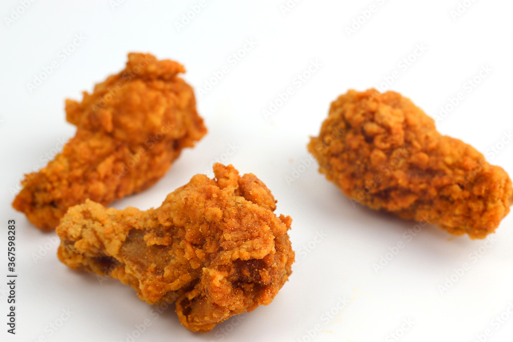 Crispy fried chicken on a white background Crispy fried chicken on a white background