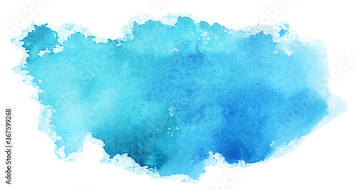 Abstract blue watercolor brush stroke on white background