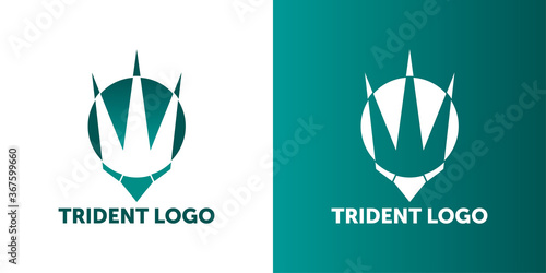 Vector design of trident and poseidon sign. Set of trident and sea vector icon for stock.