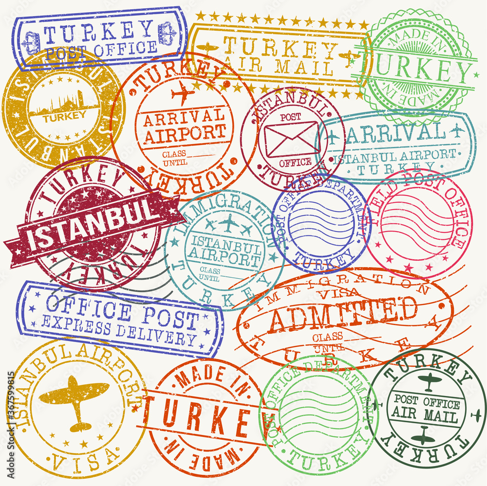 Istanbul Turkey Stamp Vector Art Postal Passport Design Badge.