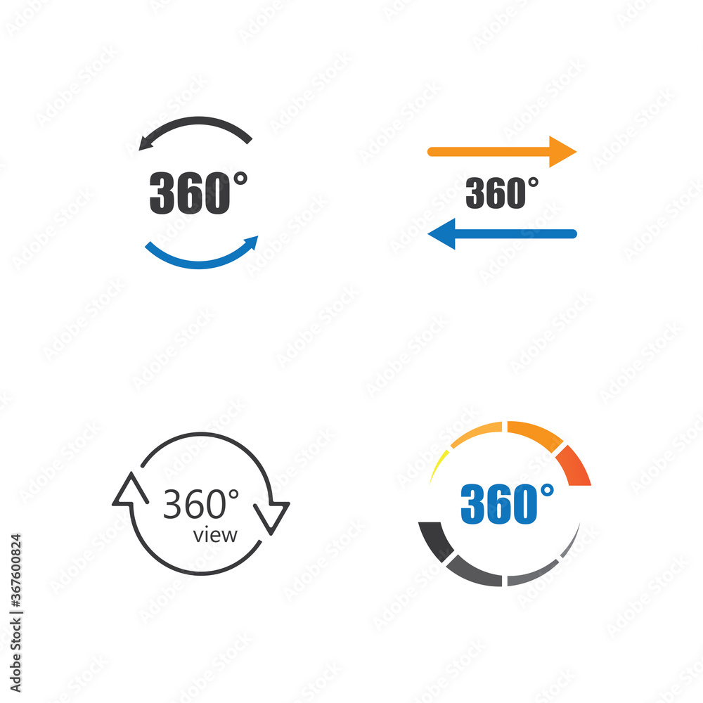 Angle 360 degrees sign icon
