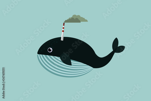 Whale with exhaust stack illustration