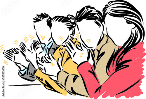 SUCCESFUL PEOPLE TEAMWORK CLAPPING HANDS vector illustration