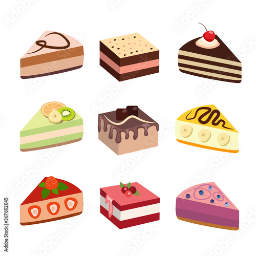 Cake set design collection. Delicious dessert