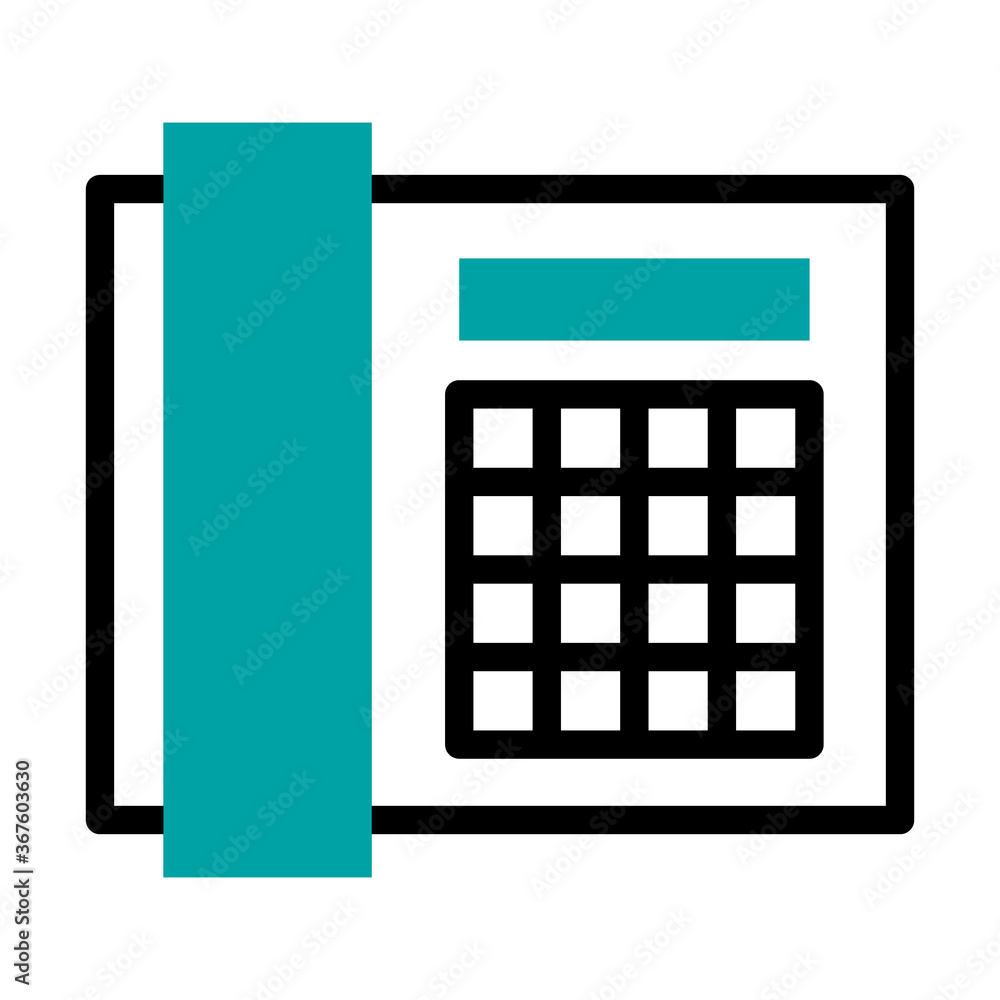 desk phone icon, half line half color style desk phone icon, half line half color style