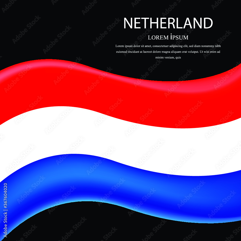 Netherlands waving flag set of vector illustration. Blue red colors of Netherlands wavy realistic flag as a patriotic symbol. Netherlands waving flag set of vector illustration. Blue red colors of Netherlands wavy realistic flag as a patriotic symbol.