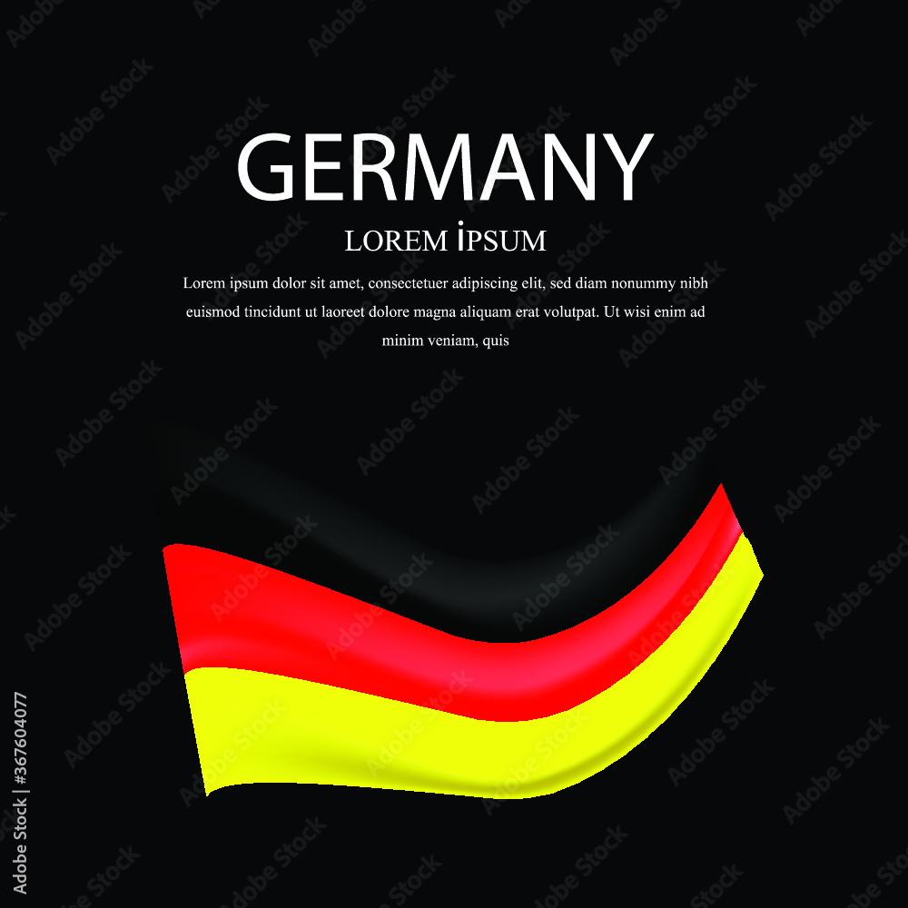 Obraz premium Germany wavy flag vector illustration. Black background