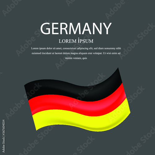 Germany waving flag vector illustration. Grey background