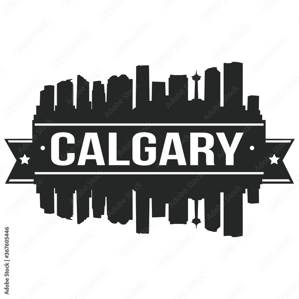 Calgary Canada Skyline. Silhouette Design City Vector Art.