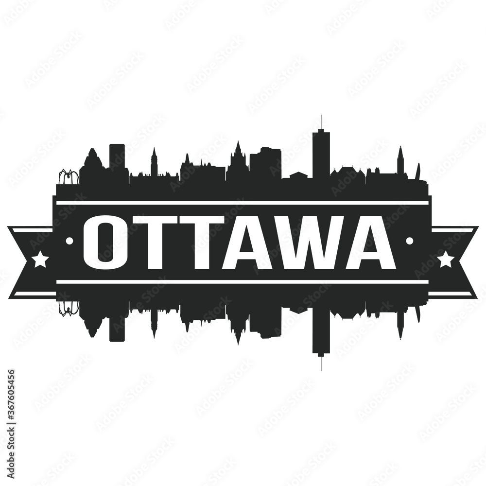 Ottawa Canada Skyline Stamp Silhouette City Vector Design.