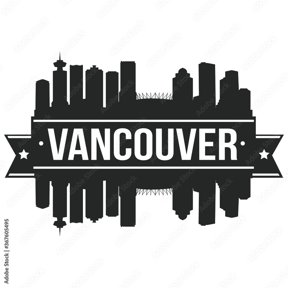 Vancouver Canada Skyline Stamp Silhouette City Vector Design. Vancouver Canada Skyline Stamp Silhouette City Vector Design.