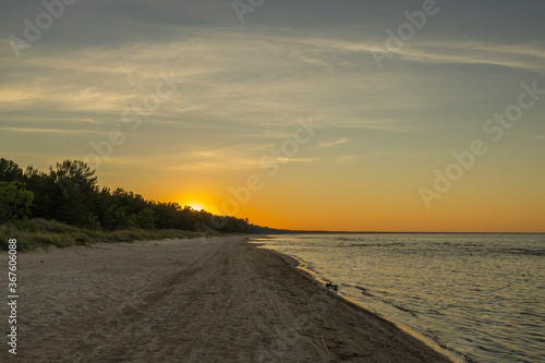 Baltic sea at beautiful sunrise in Latvia beach. © juriskraulis