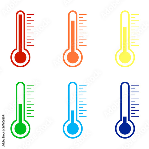 Thermometer symbol icons in different colors