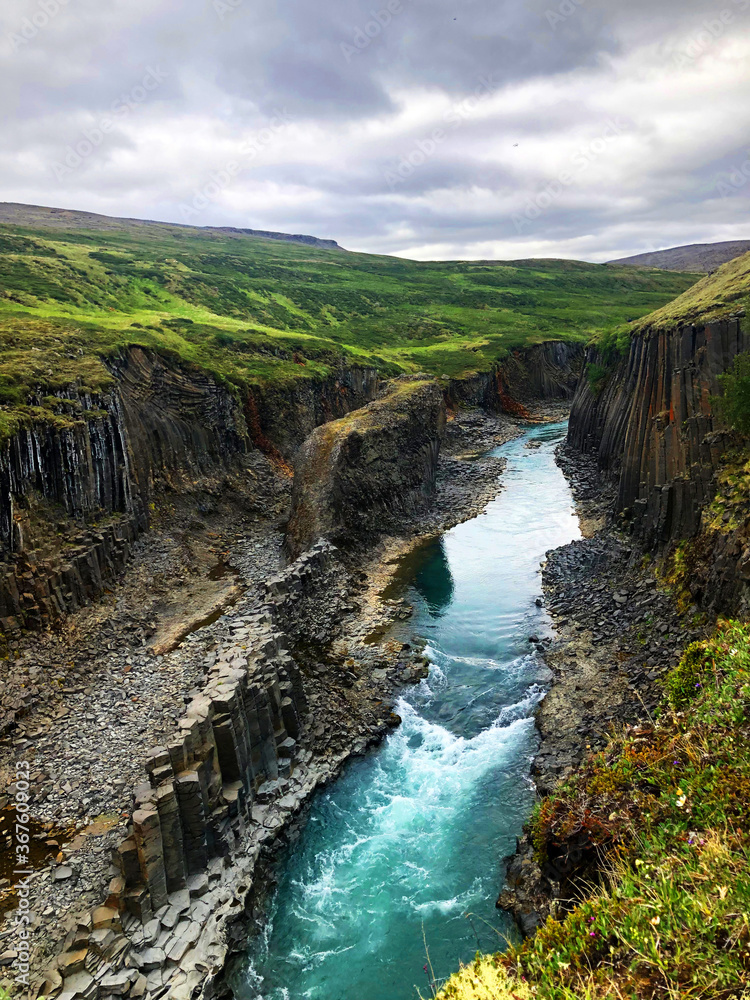 Obraz premium Stuðlagil Canyon, Incredible Basalt Columns in East Iceland