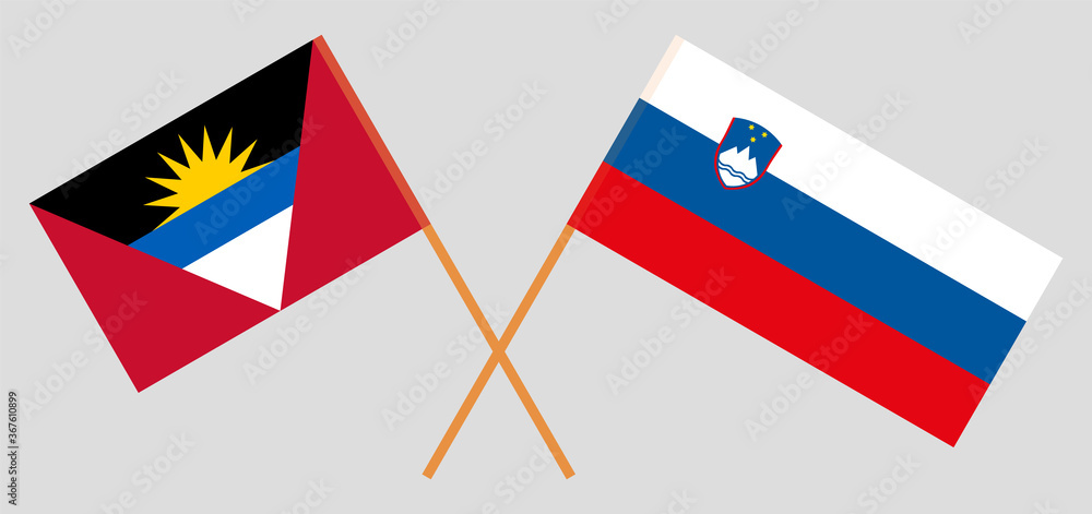 Crossed flags of Antigua and Barbuda and Slovenia Crossed flags of Antigua and Barbuda and Slovenia