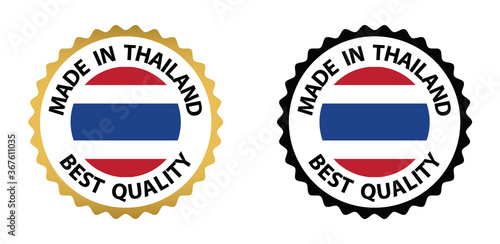 made in Thailand vector stamp. badge with Thailand  flag