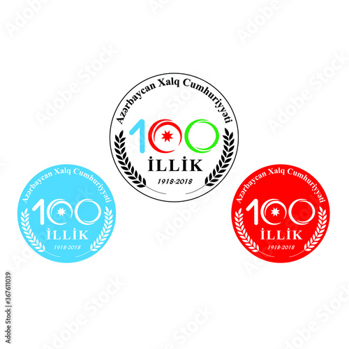 100 years anniversary logo template  circle and number, 100th anniversary icon label, ten year birthday party symbol isolated on white background