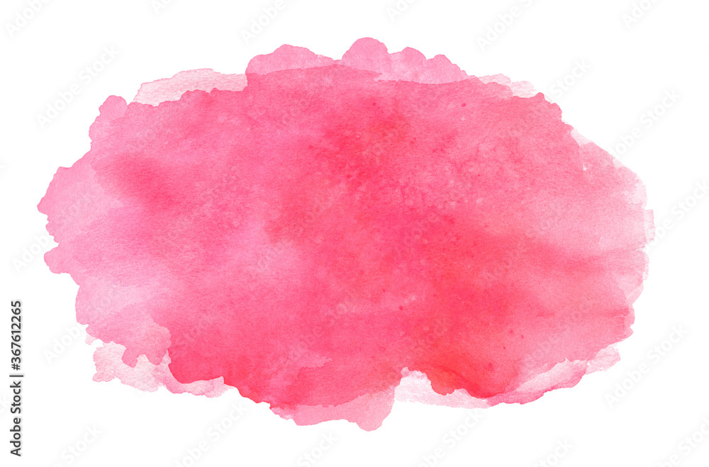 Abstract pink watercolor brush stroke on white background
