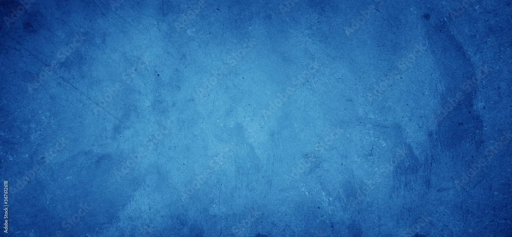 Blue textured wide concrete wall background