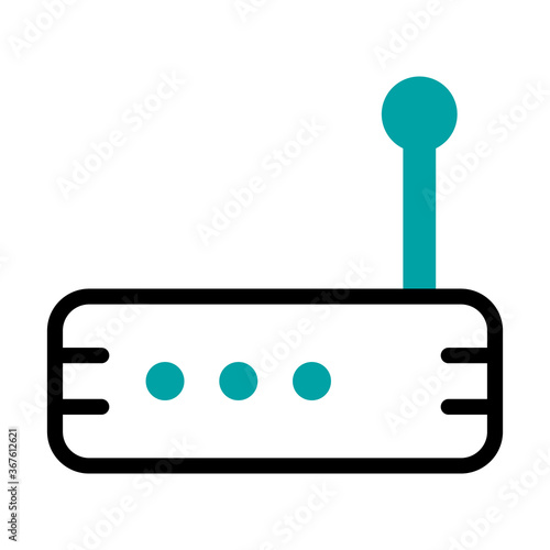 internet router device icon, half line half color style