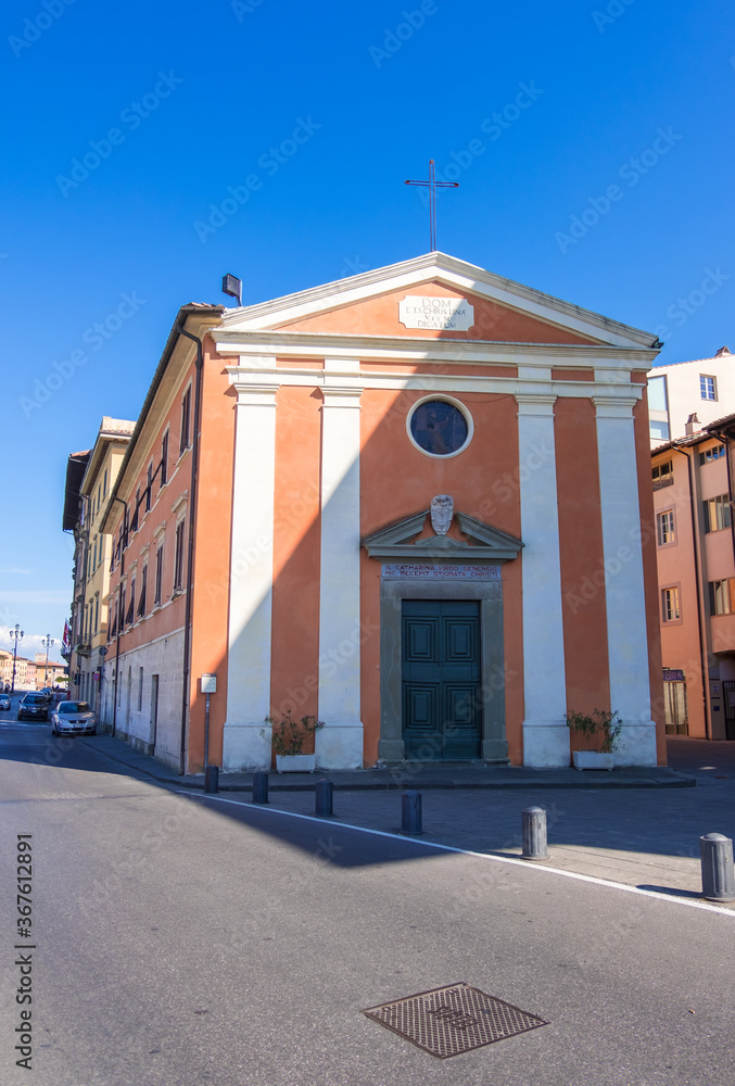 Pisa, Italy - August 14, 2019: Santa Cristina is a Neoclassical-style, Roman Catholic church on the Lungarno Gambacorti in Pisa, Tuscany region, Italy
