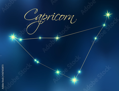 Capricorn constellation astrology vector illustration.