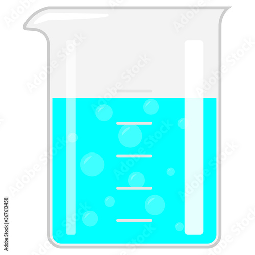 Vector illustration of a chemistry beaker filled with bubbling liquid