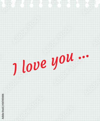 notebook sheet with a declaration of love