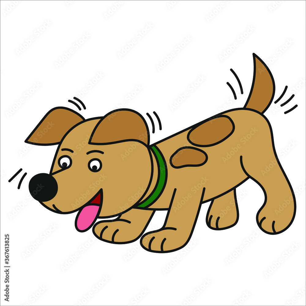 Cartoon puppy with a collar on a white background Cartoon puppy with a collar on a white background