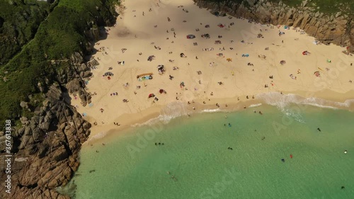 Porthcurno beach, Cornwall, UK.