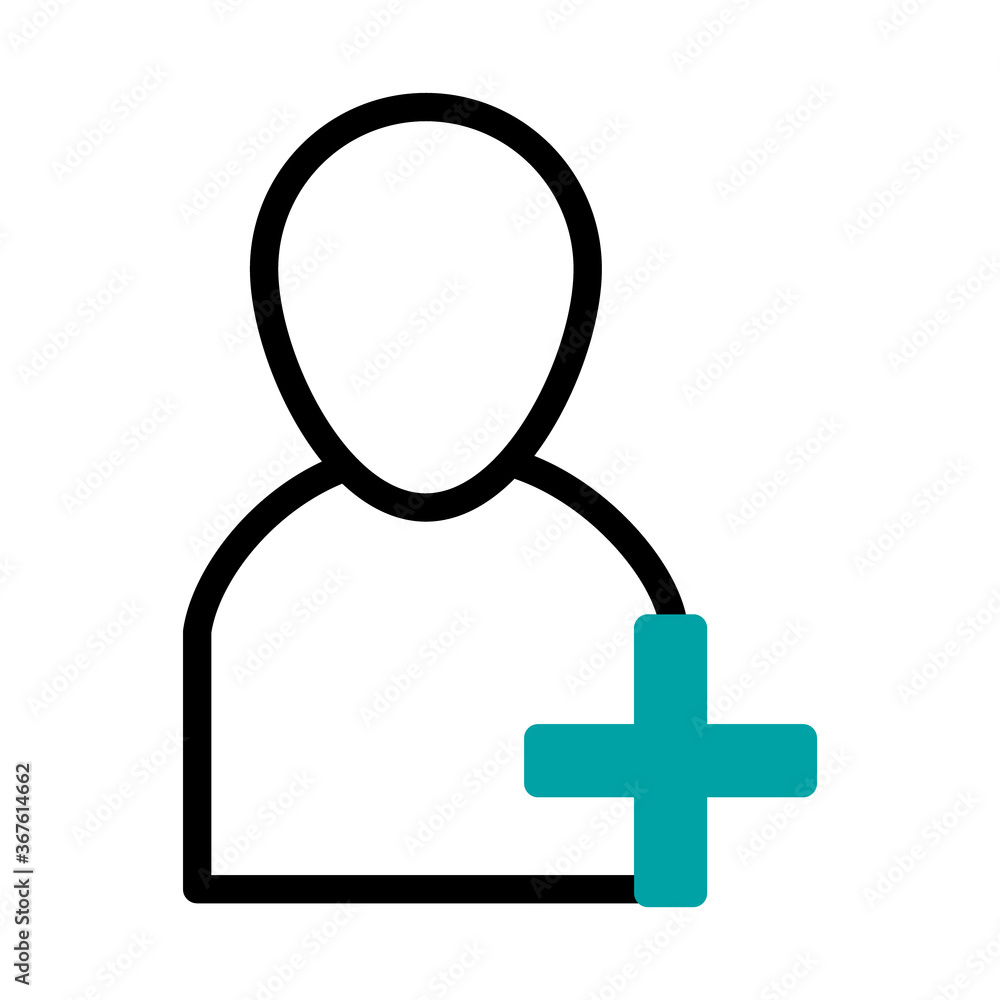 friends request symbol, avatar with cross symbol icon, half line half color style friends request symbol, avatar with cross symbol icon, half line half color style