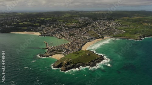 St Ives from the air, Cornwall, UK