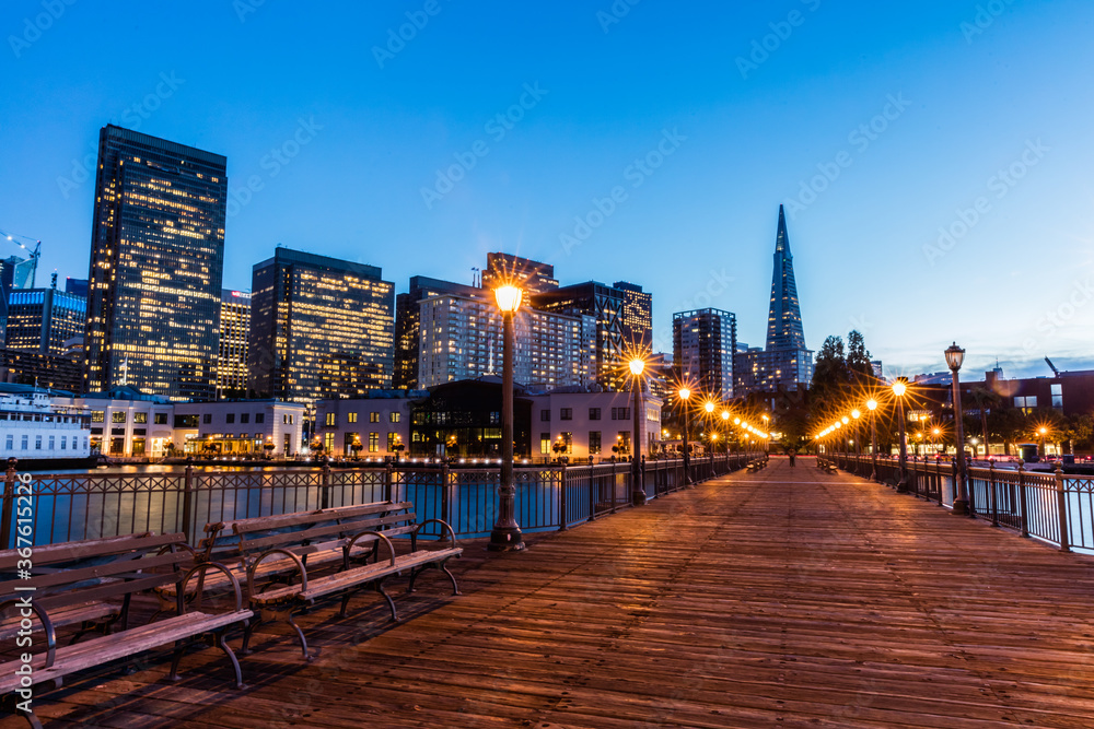 San Francisco city lights off pier San Francisco city lights off pier