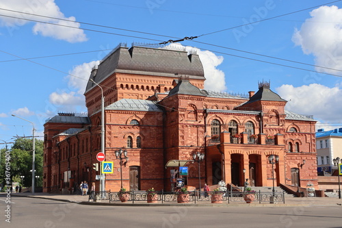 majestic palace building with red brick in Belarus