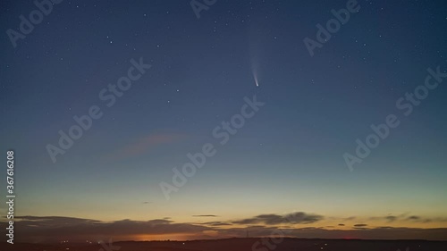 Comet Neowise Timelapse landscape from Yorkshire, UK. photo