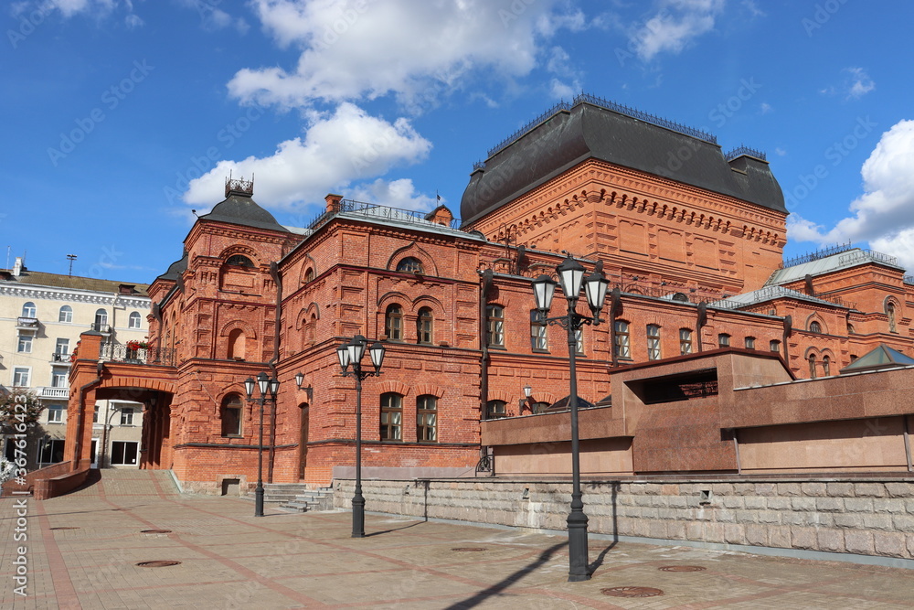 Fototapeta premium majestic palace building with red brick in Belarus