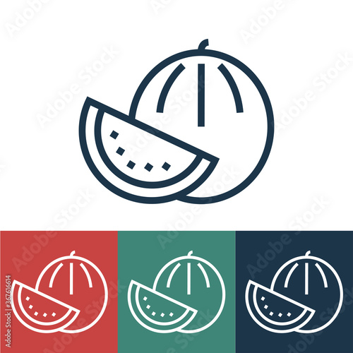 Linear vector icon with watermelon