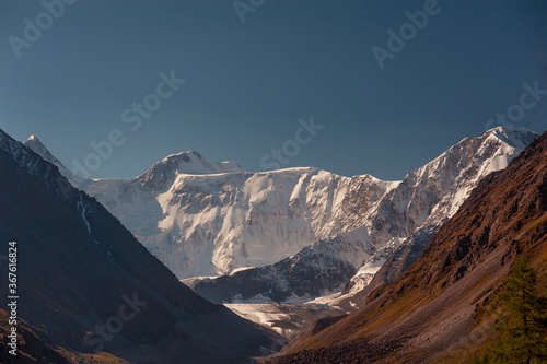Mount Beluha at sunset. Altai Mountain. gorizontal